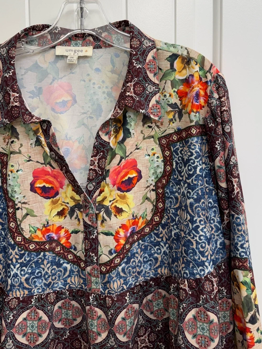 Umgee Multicolor western Floral Peasant Tunic cowgirl sz 2X - Picture 5 of 9